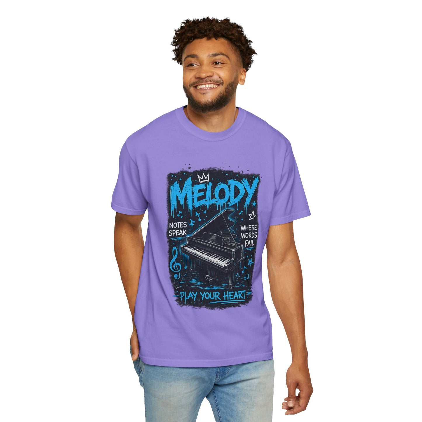Melody Piano Graphic T-Shirt — "Play Your Heart" Music Lover Tee