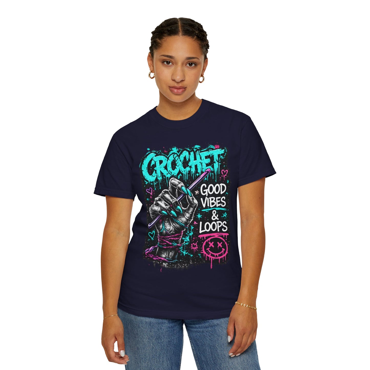 Crochet 'Good Vibes & Loops' Graphic T-Shirt