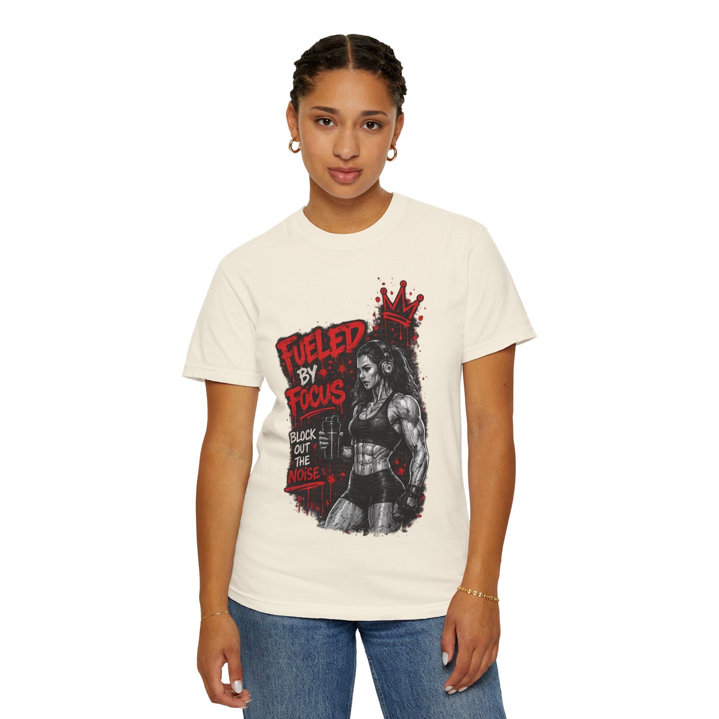 Fueled by Focus T-Shirt — Women’s Fitness Graphic Tee ("Block Out the Noise")
