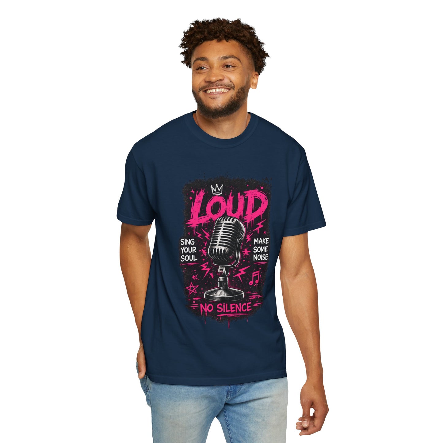 Loud Microphone Graphic T-Shirt | Vintage Mic, Pink Music Art