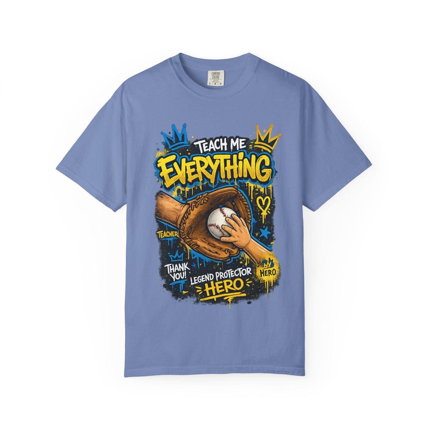 Teach Me Everything baseball glove and ball T-Shirt | Teacher coach appreciation graphic tee