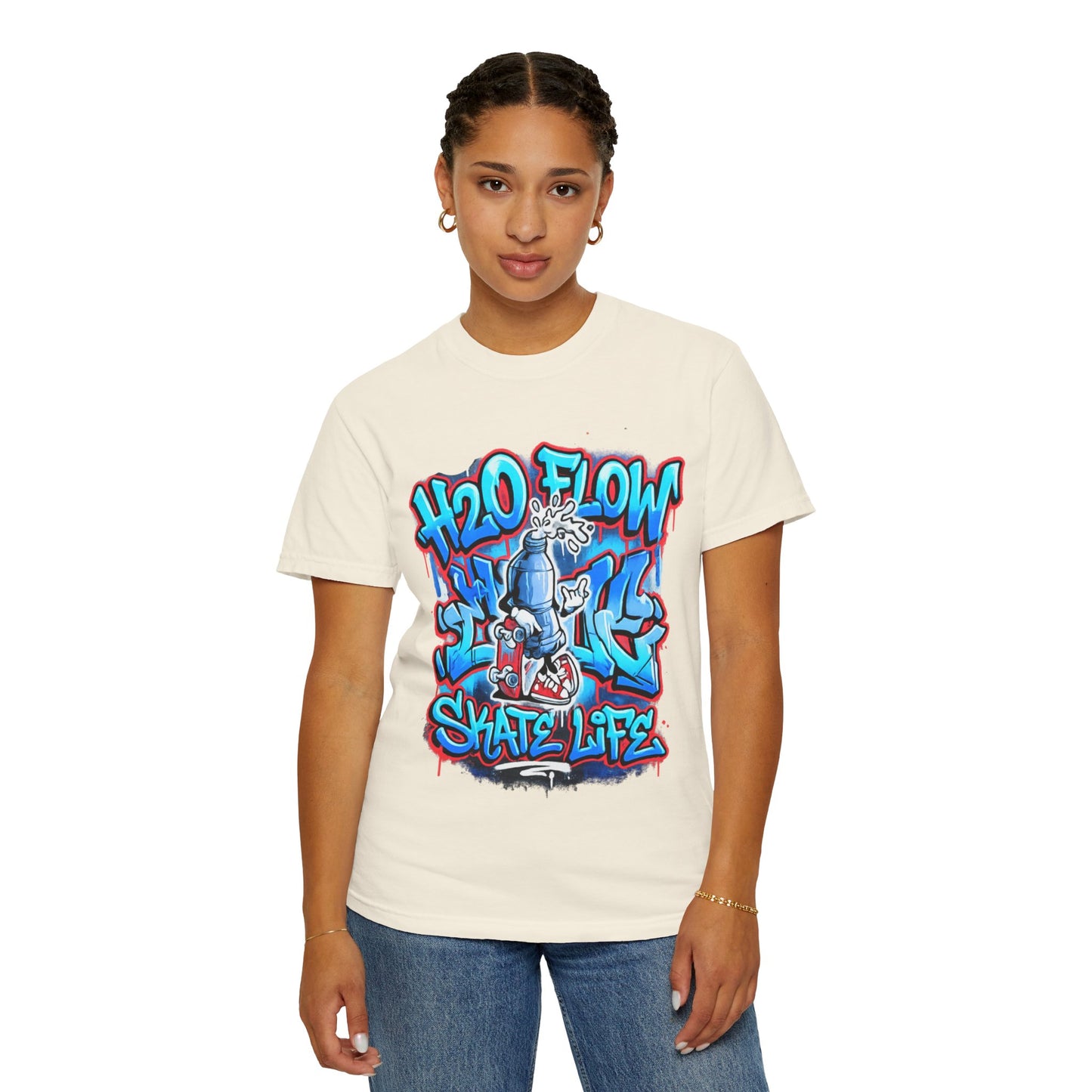 H2O Flow Skate Life T-Shirt | Graffiti Soda Can Skateboard Design