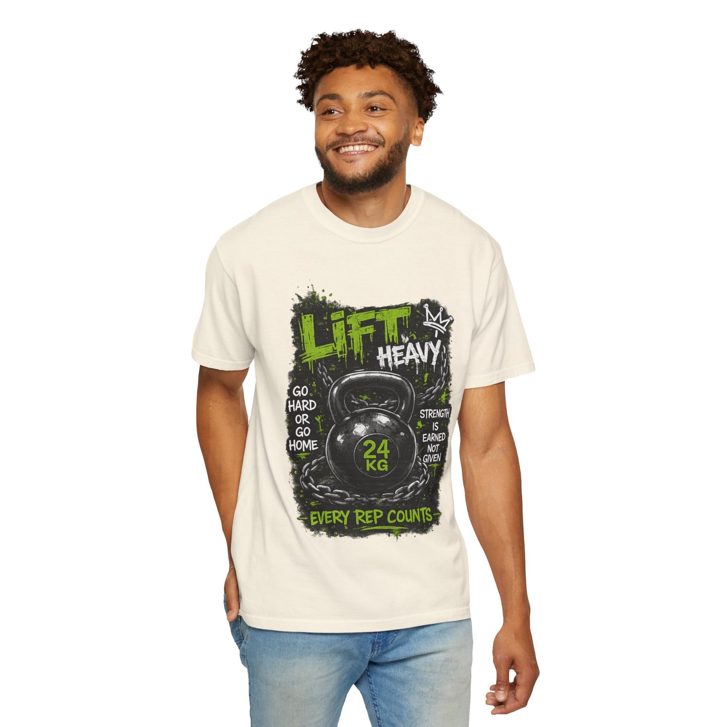 Kettlebell 'Lift Heavy' T-Shirt — Every Rep Counts Gym Tee