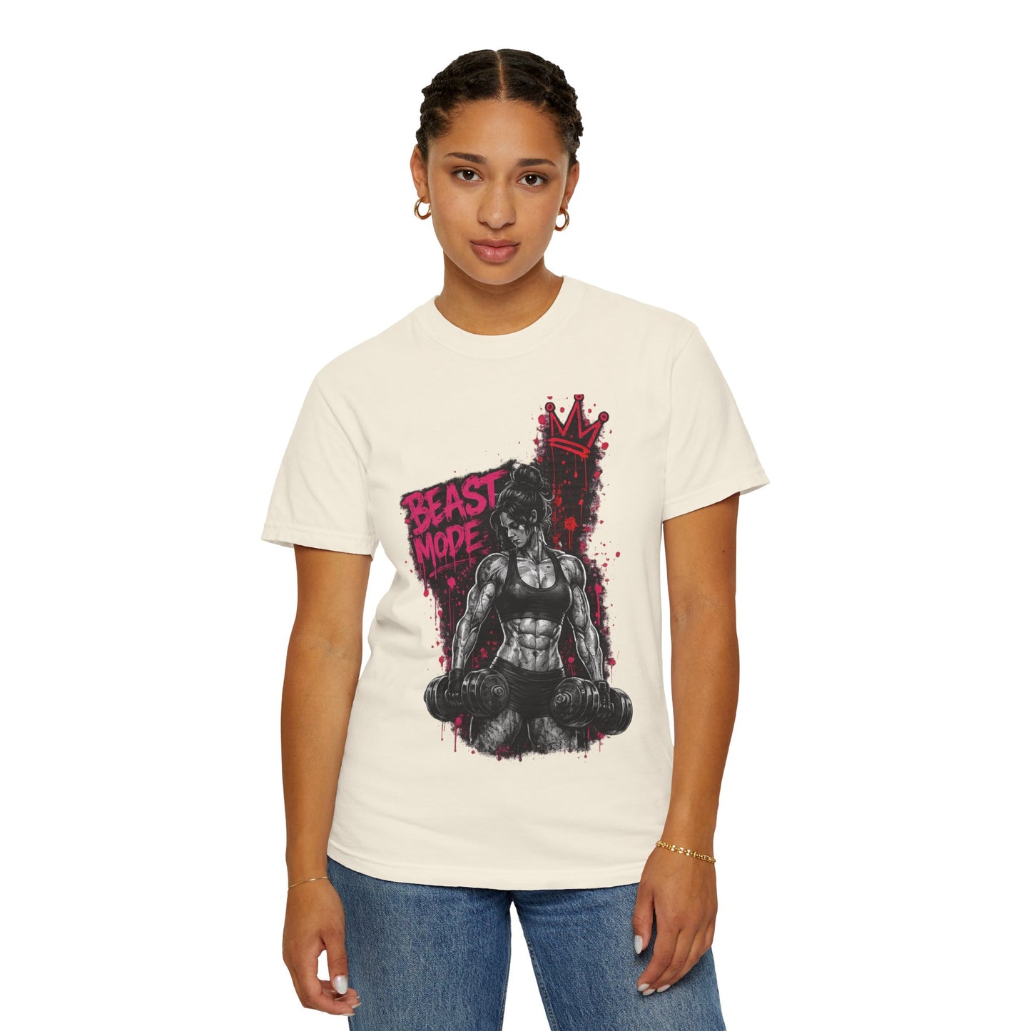 Beast Mode Crown T‑Shirt — Women's Fitness Graphic Tee