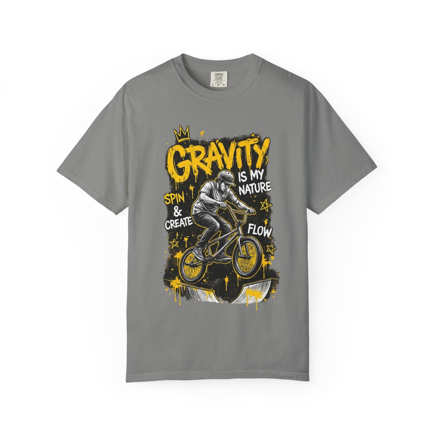 Gravity Is My Nature BMX T-Shirt — Spin, Create & Flow Graphic Tee