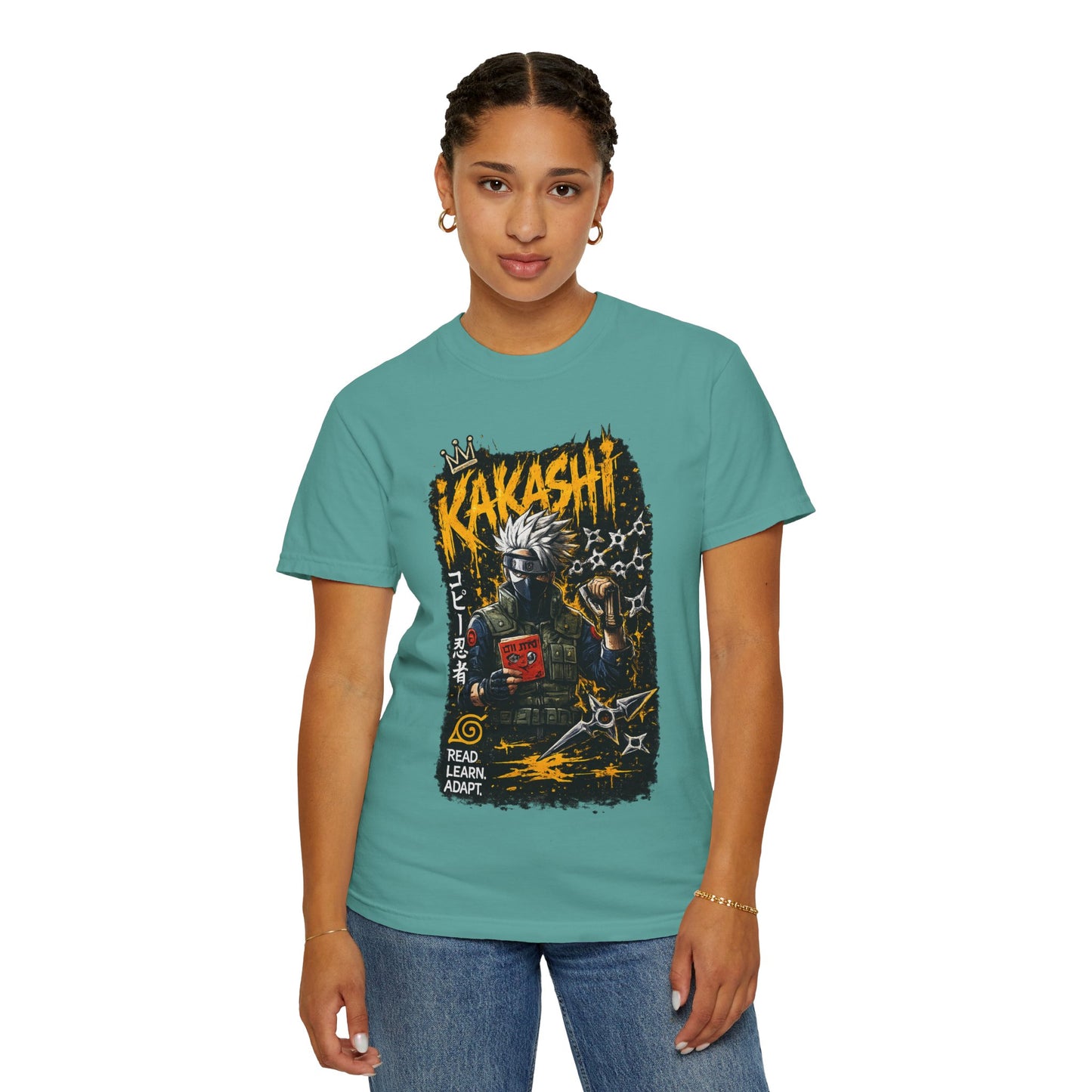 Kakashi Graphic T-Shirt — Anime Ninja Print, 'Read. Learn. Adapt.'