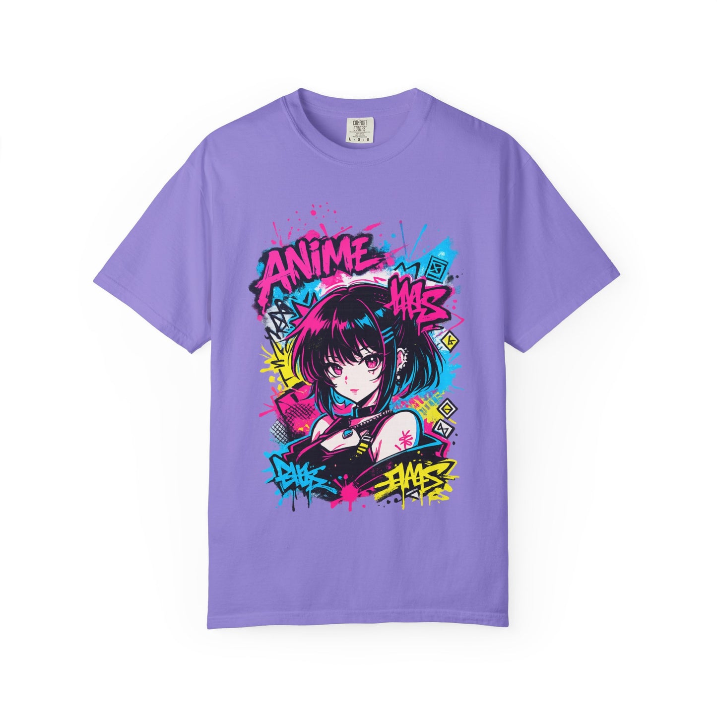 Anime Graffiti Girl T-Shirt — Neon Vaporwave Otaku Tee