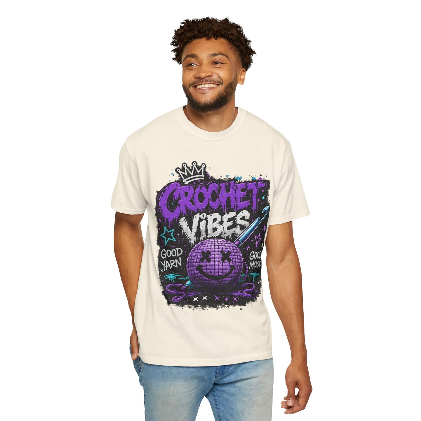 Crochet Vibes T-Shirt — 'Good Yarn, Good Mood' Graphic Tee