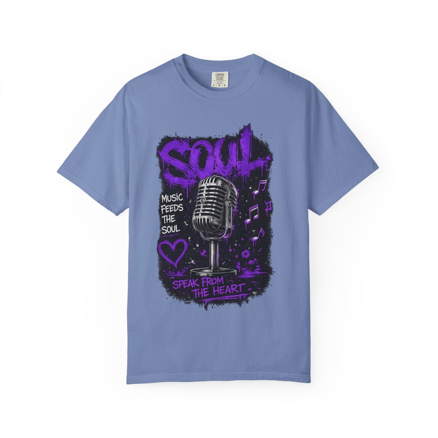 Soul Microphone T-Shirt — "Music Feeds the Soul" Vintage Mic Tee