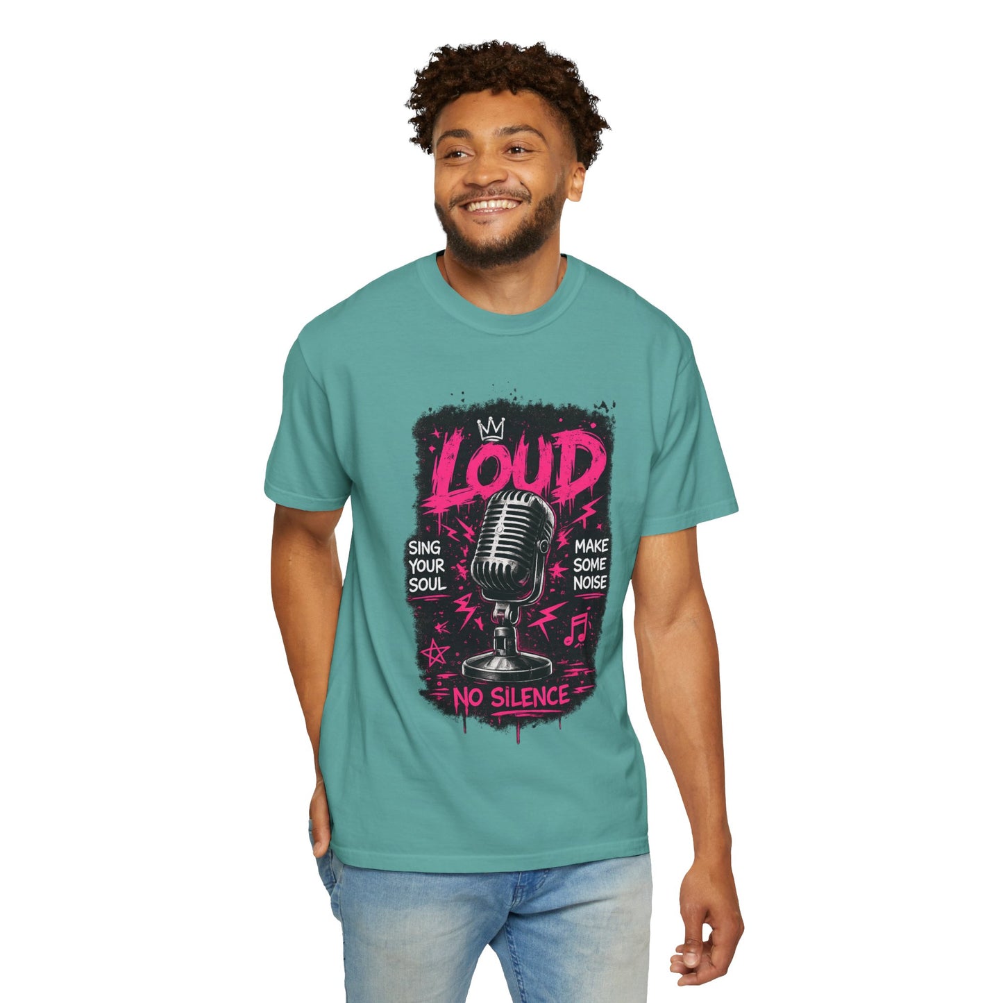 Loud Microphone Graphic T-Shirt | Vintage Mic, Pink Music Art