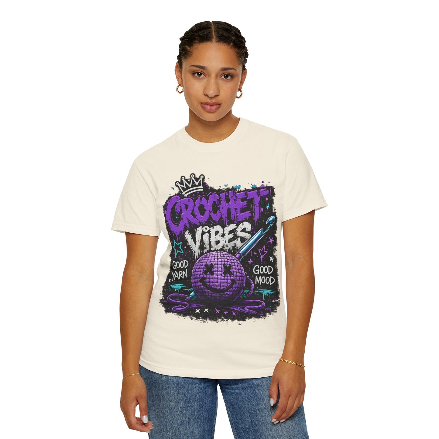 Crochet Vibes T-Shirt — 'Good Yarn, Good Mood' Graphic Tee