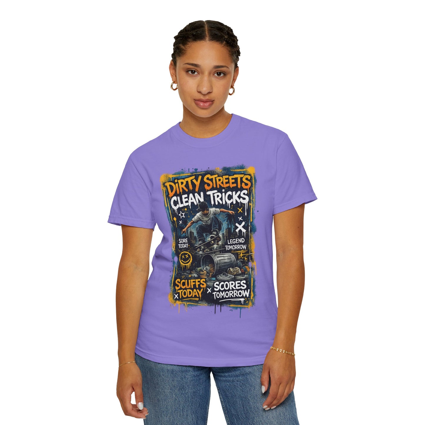 Dirty Streets, Clean Tricks Skate T-Shirt — Scuffs Today, Scores Tomorrow