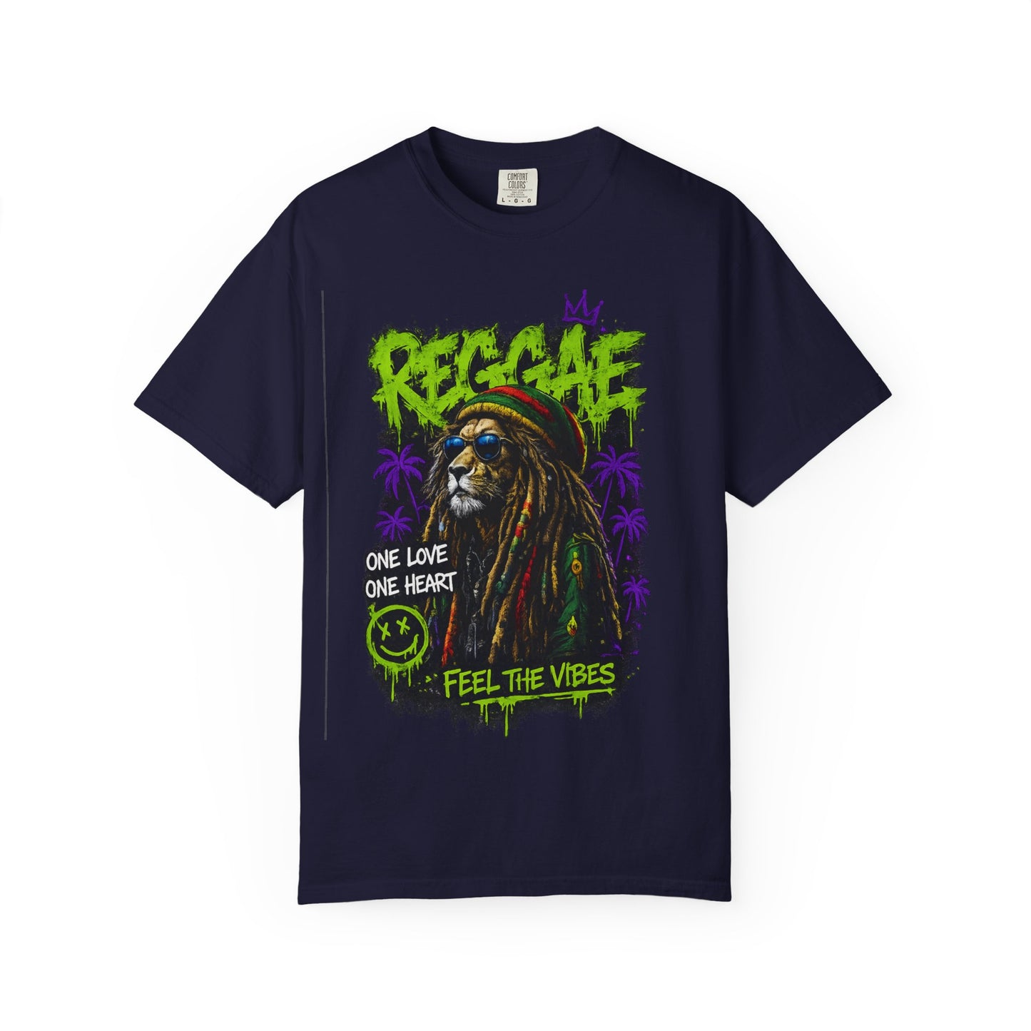 Reggae Lion T-Shirt — "One Love One Heart" Feel the Vibes Graphic Tee