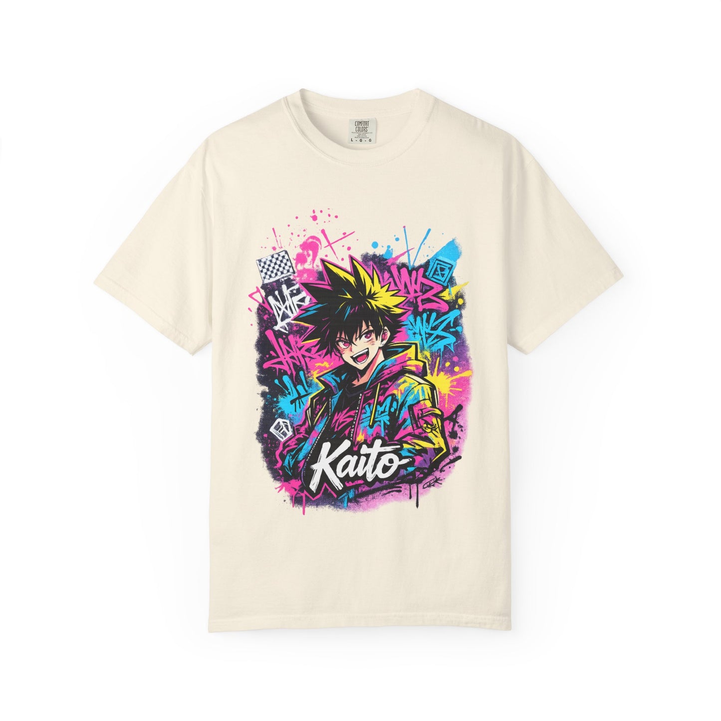 Kaito Anime Streetwear T-Shirt — Neon Graffiti Character Tee