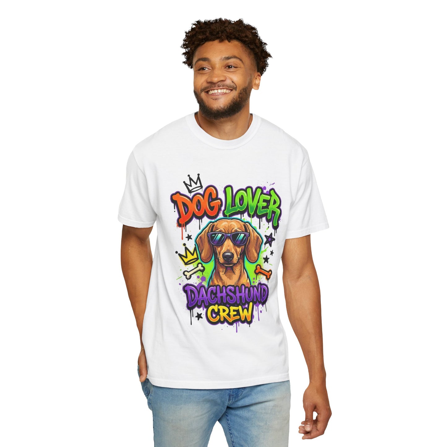 Dachshund Crew Dog Lover T-Shirt — Retro Graffiti Wiener Dog Tee