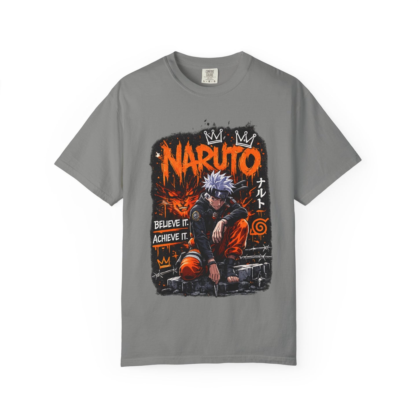 Anime Graphic T-Shirt - "Believe It, Achieve It" Naruto Streetwear Tee