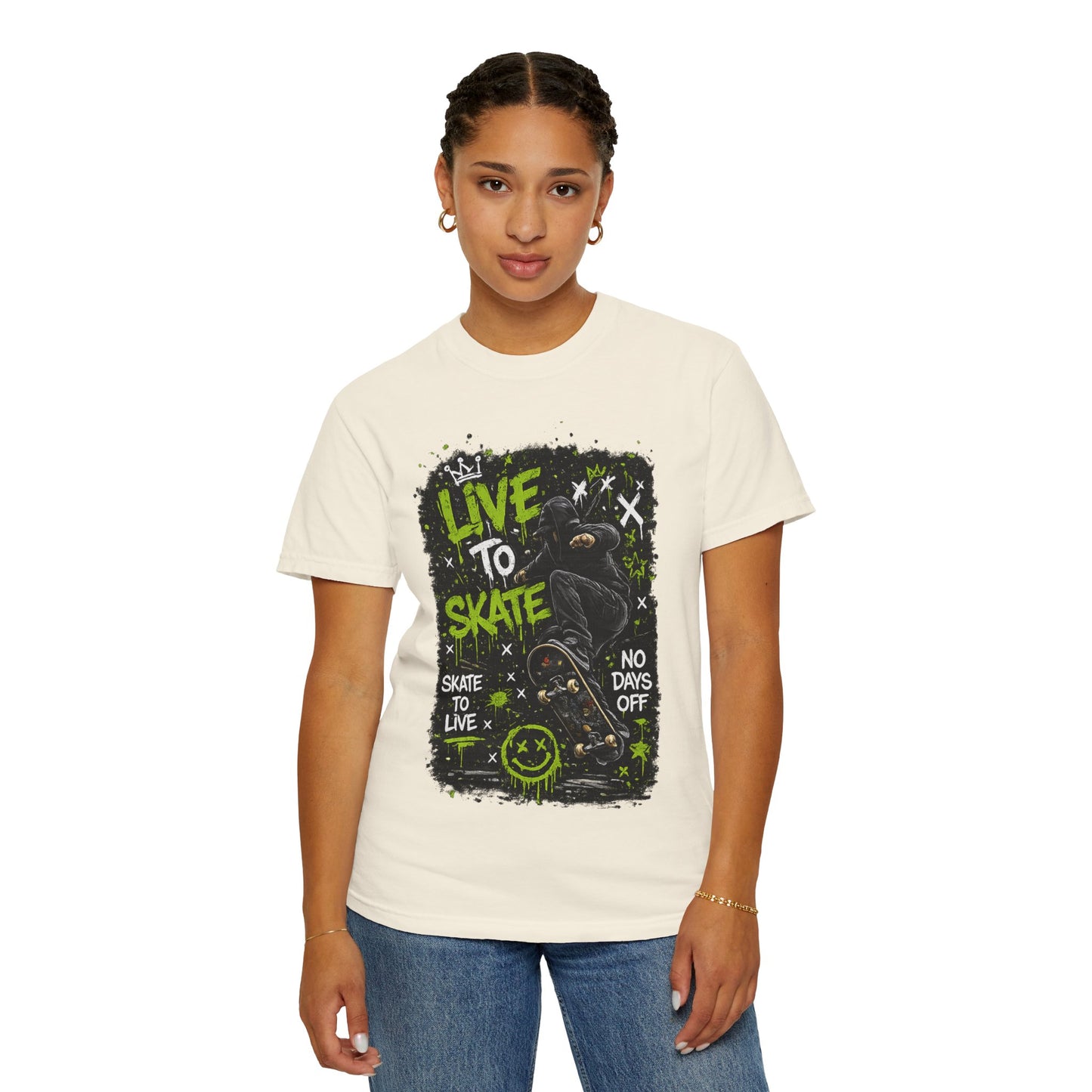 Live to Skate Graphic T-Shirt – Skateboarder Streetwear Tee