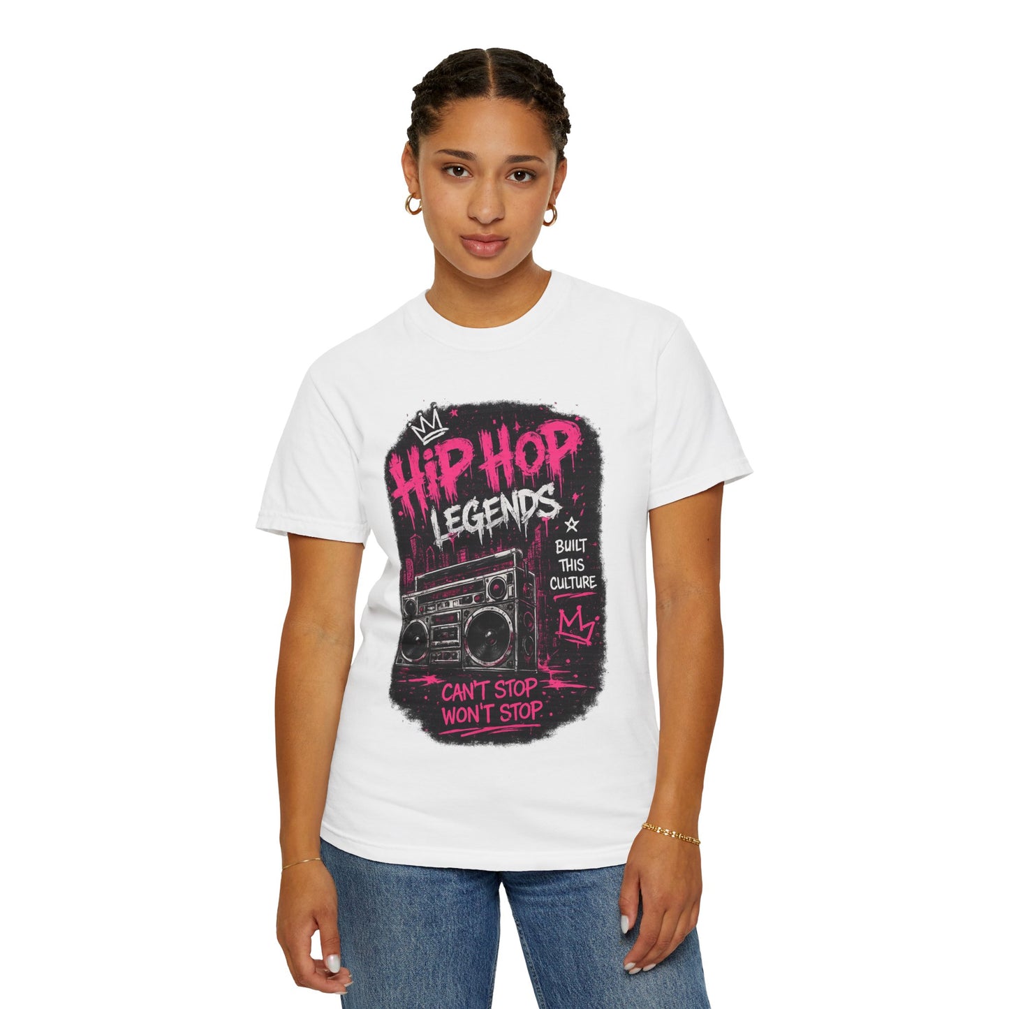 Hip Hop Legends Music T-Shirt — Can't Stop Won't Stop Retro Boombox Tee