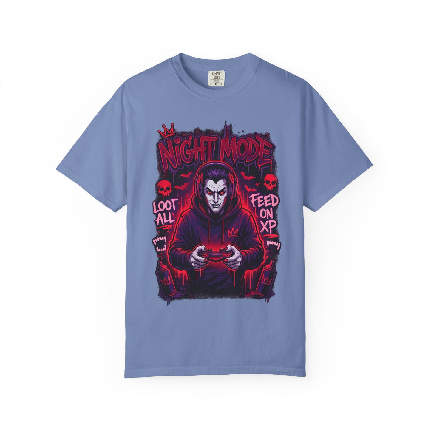 Night Mode Gamer Skeleton hoodie T-Shirt | Loot All Feed on XP