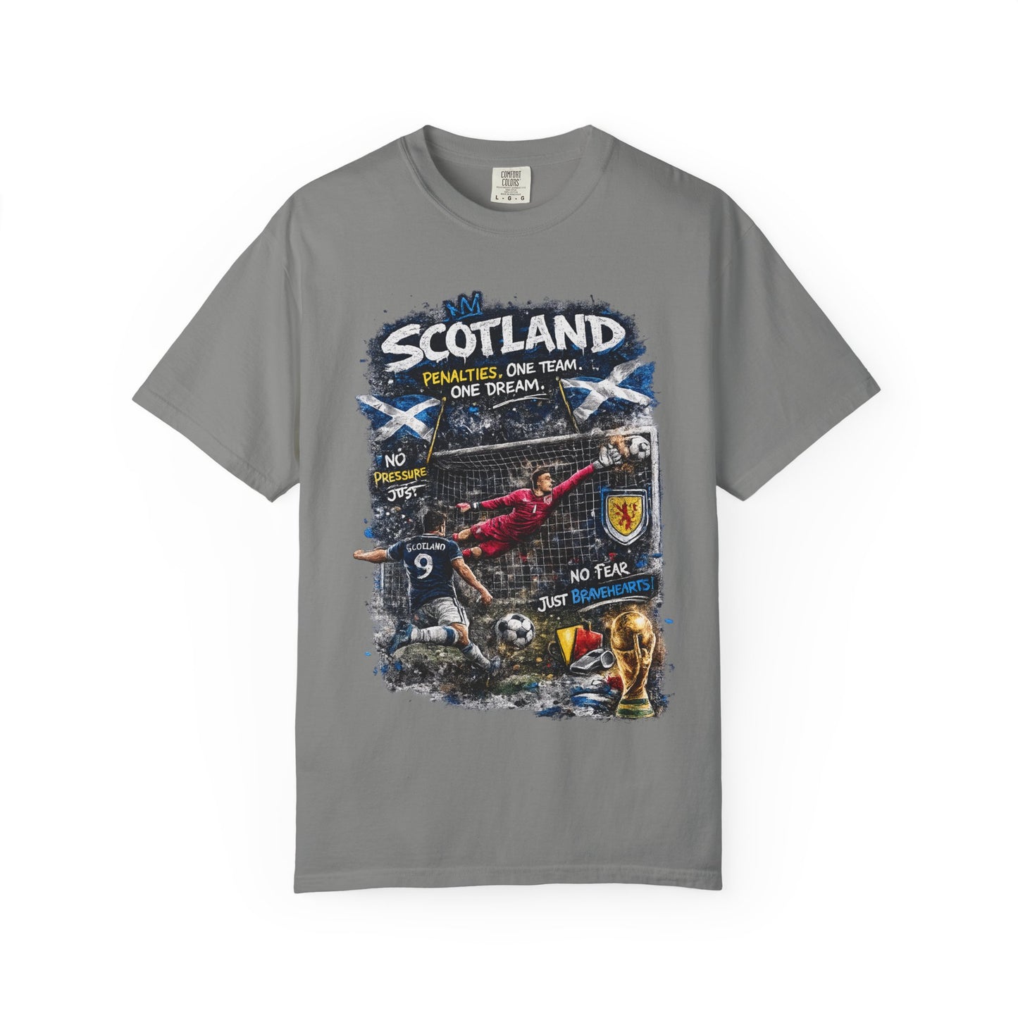Scotland Football Montage T-shirt | Soccer Scottish Crest, Goalkeeper Dive