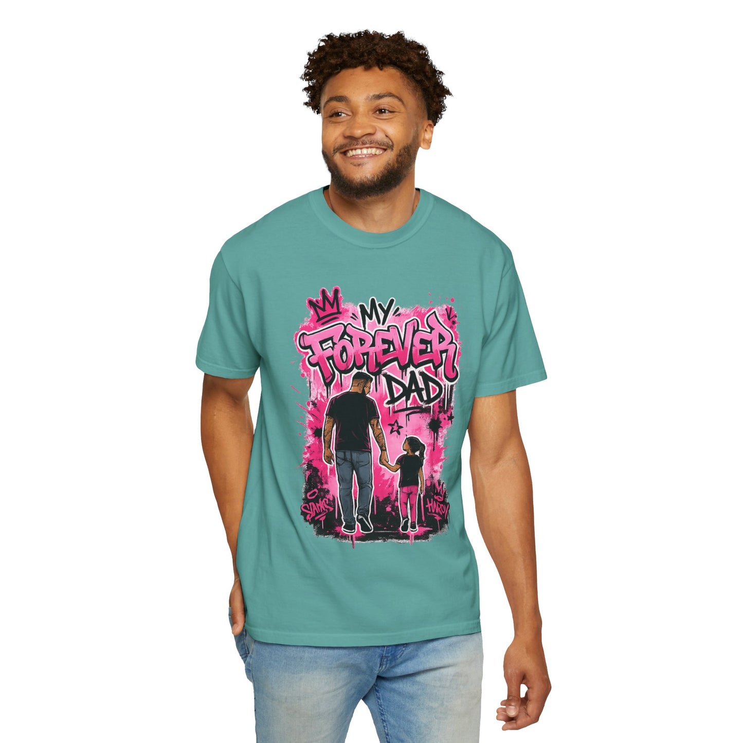 My Forever Dad graffiti father daughter T-Shirt | silhouette, pink spraypaint