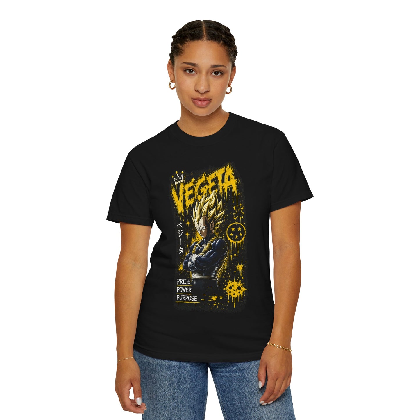 Vegeta Graphic T-Shirt — Pride Power Purpose Anime Tee