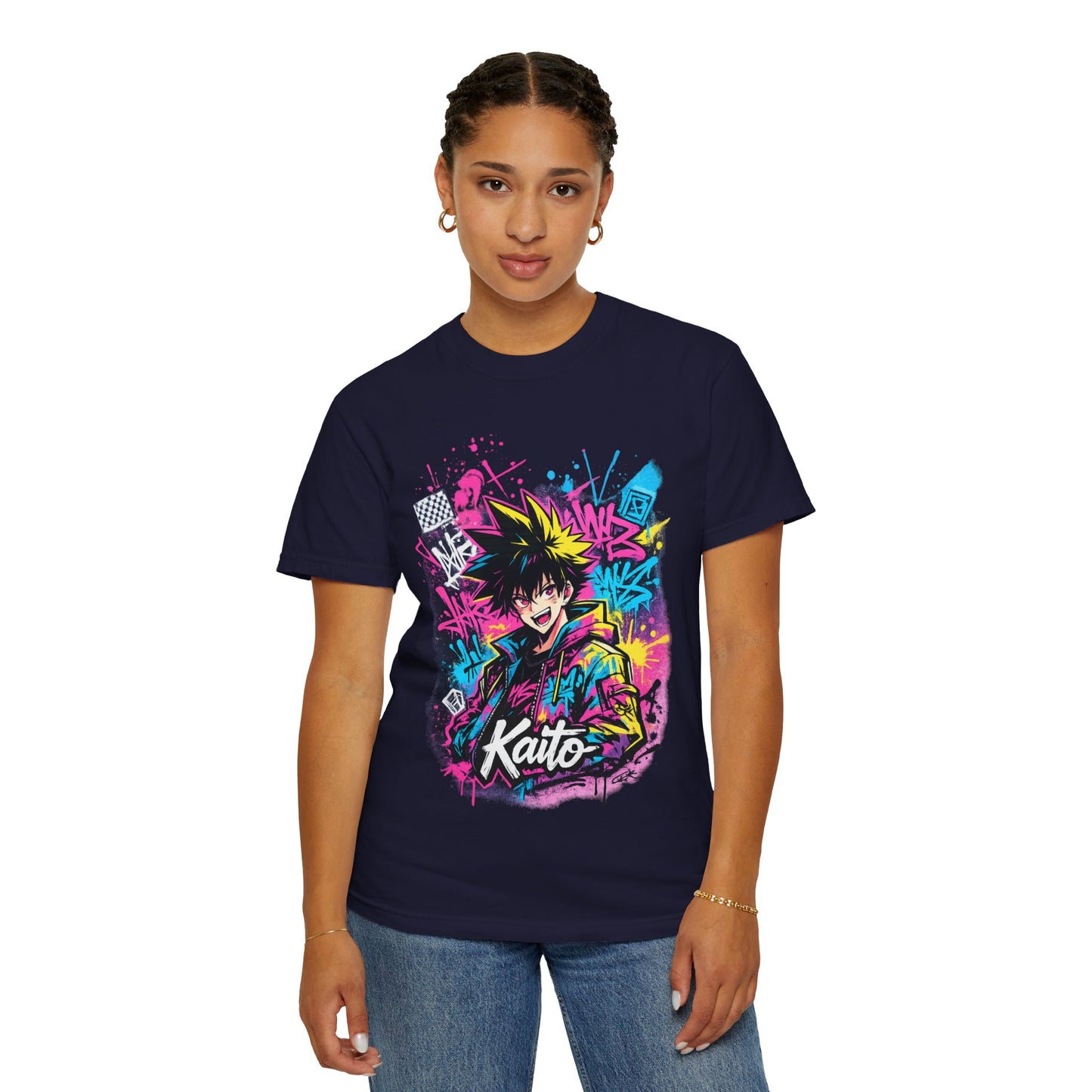 Kaito Anime Streetwear T-Shirt — Neon Graffiti Character Tee