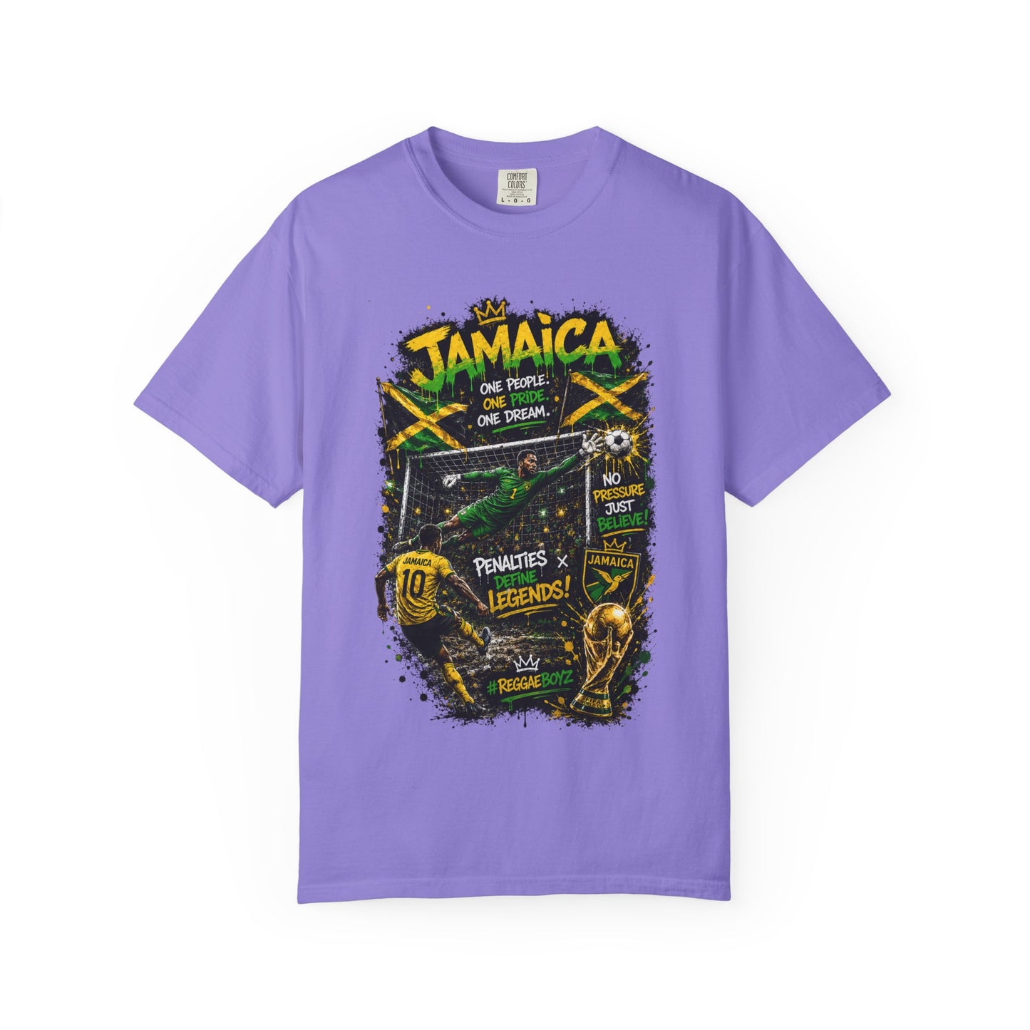 Jamaica Football Soccer Poster T-Shirt | Reggae Pride, Flag Colors