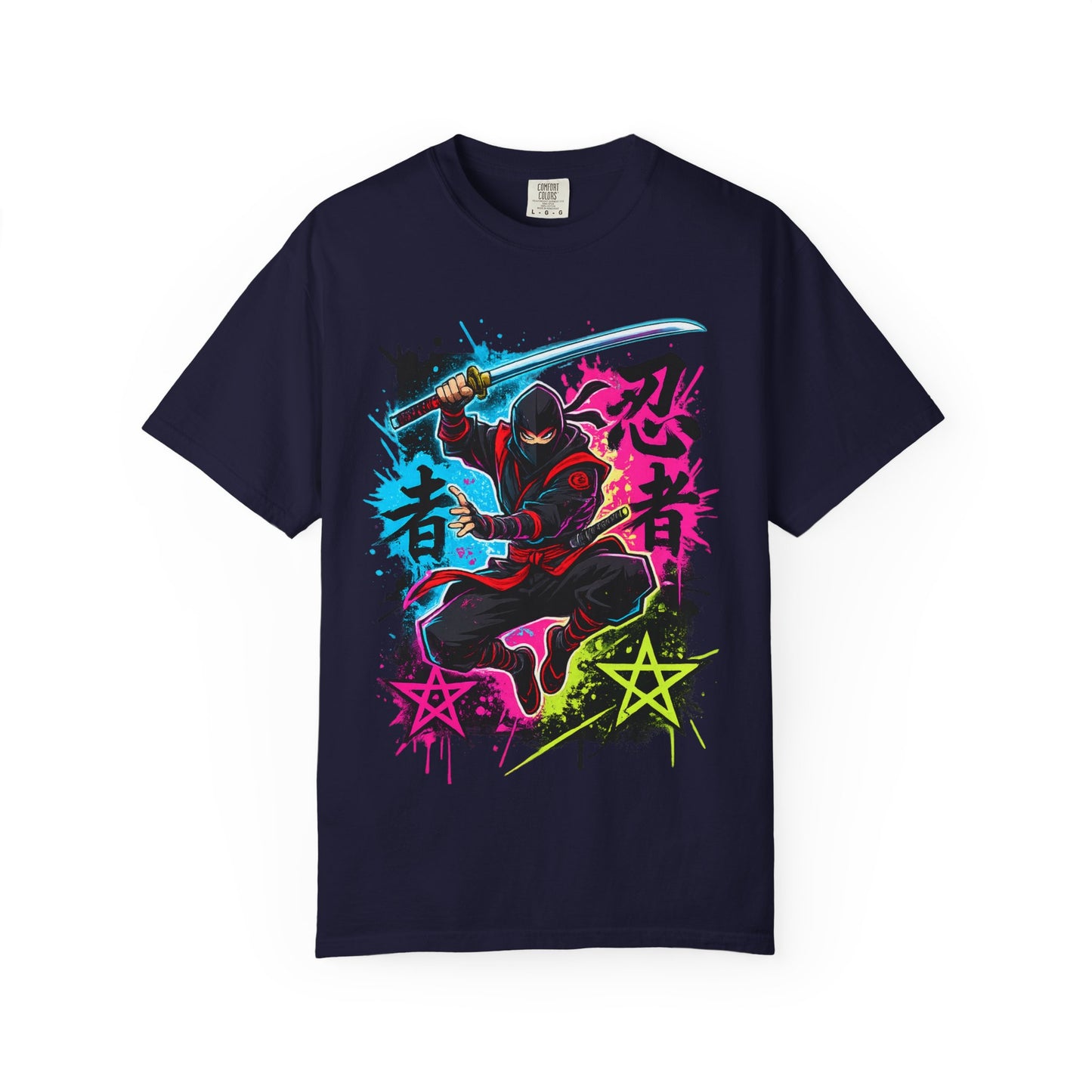 Neon Ninja Graphic T-Shirt — Vibrant Samurai Skate Style
