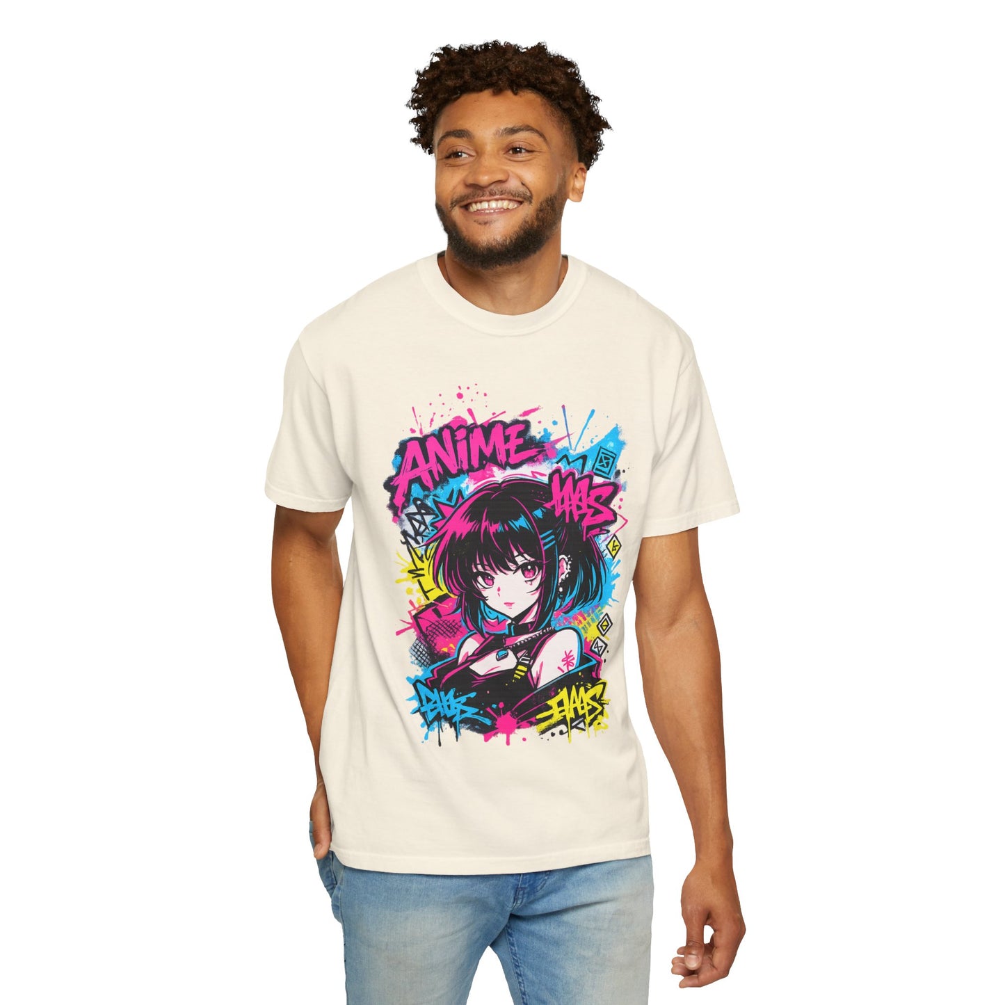 Anime Graffiti Girl T-Shirt — Neon Vaporwave Otaku Tee