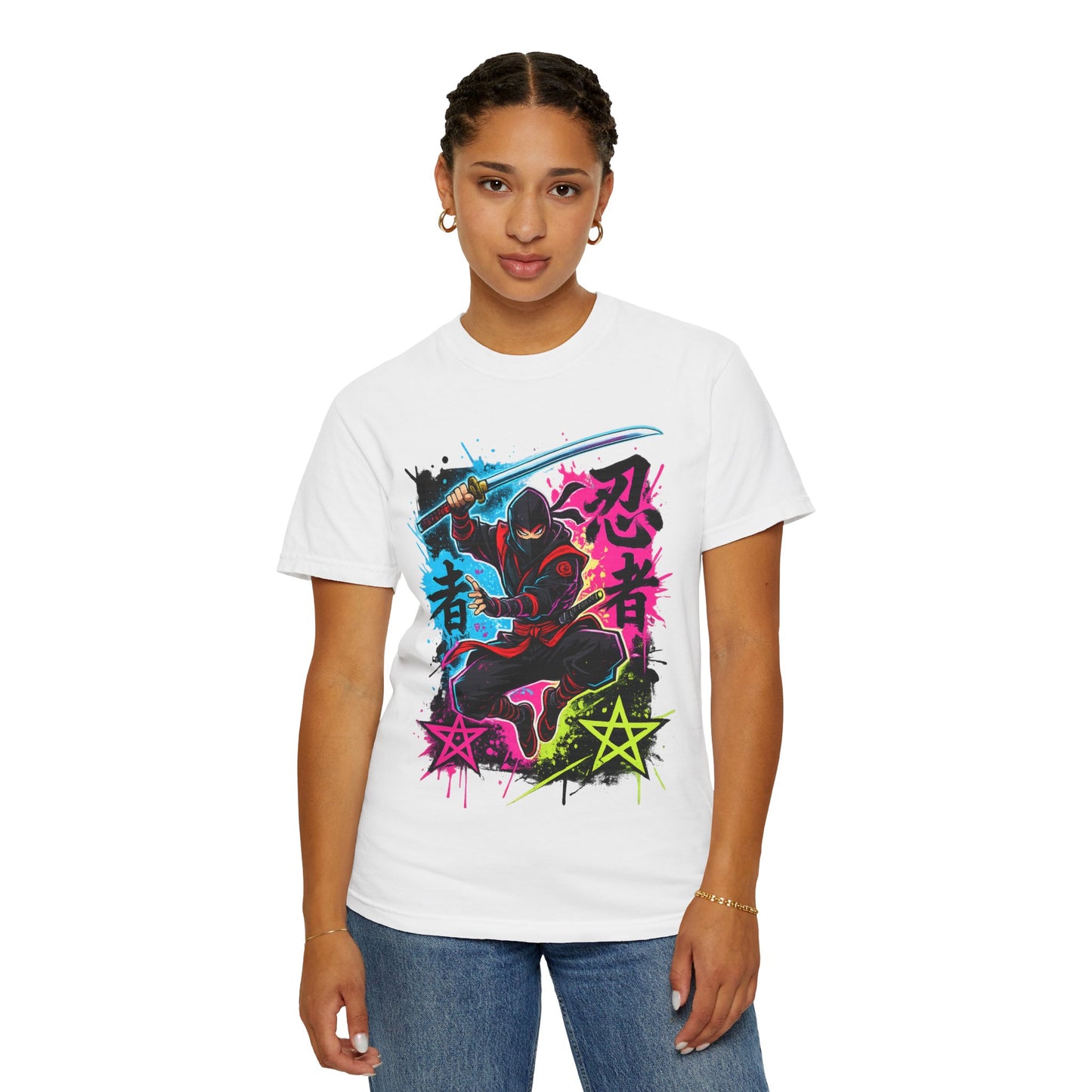 Neon Ninja Graphic T-Shirt — Vibrant Samurai Skate Style