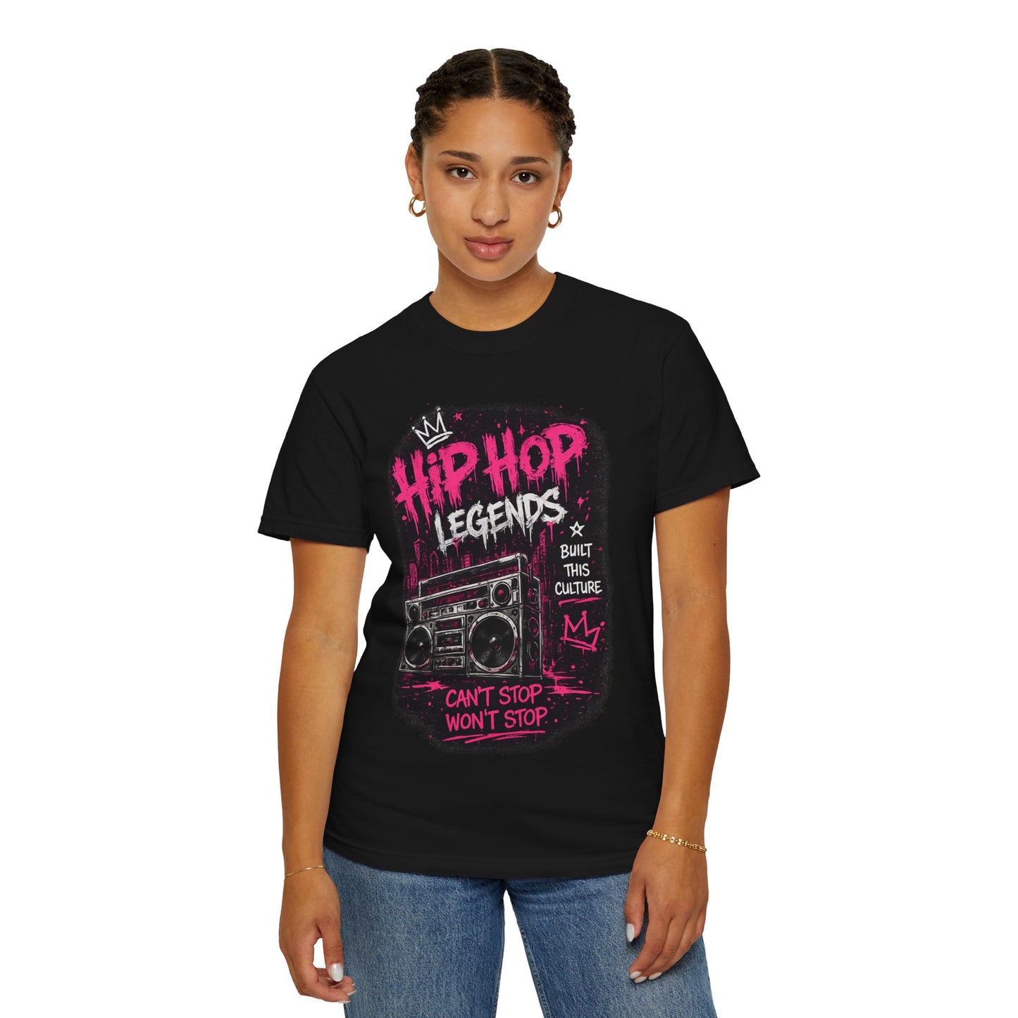 Hip Hop Legends Music T-Shirt — Can't Stop Won't Stop Retro Boombox Tee