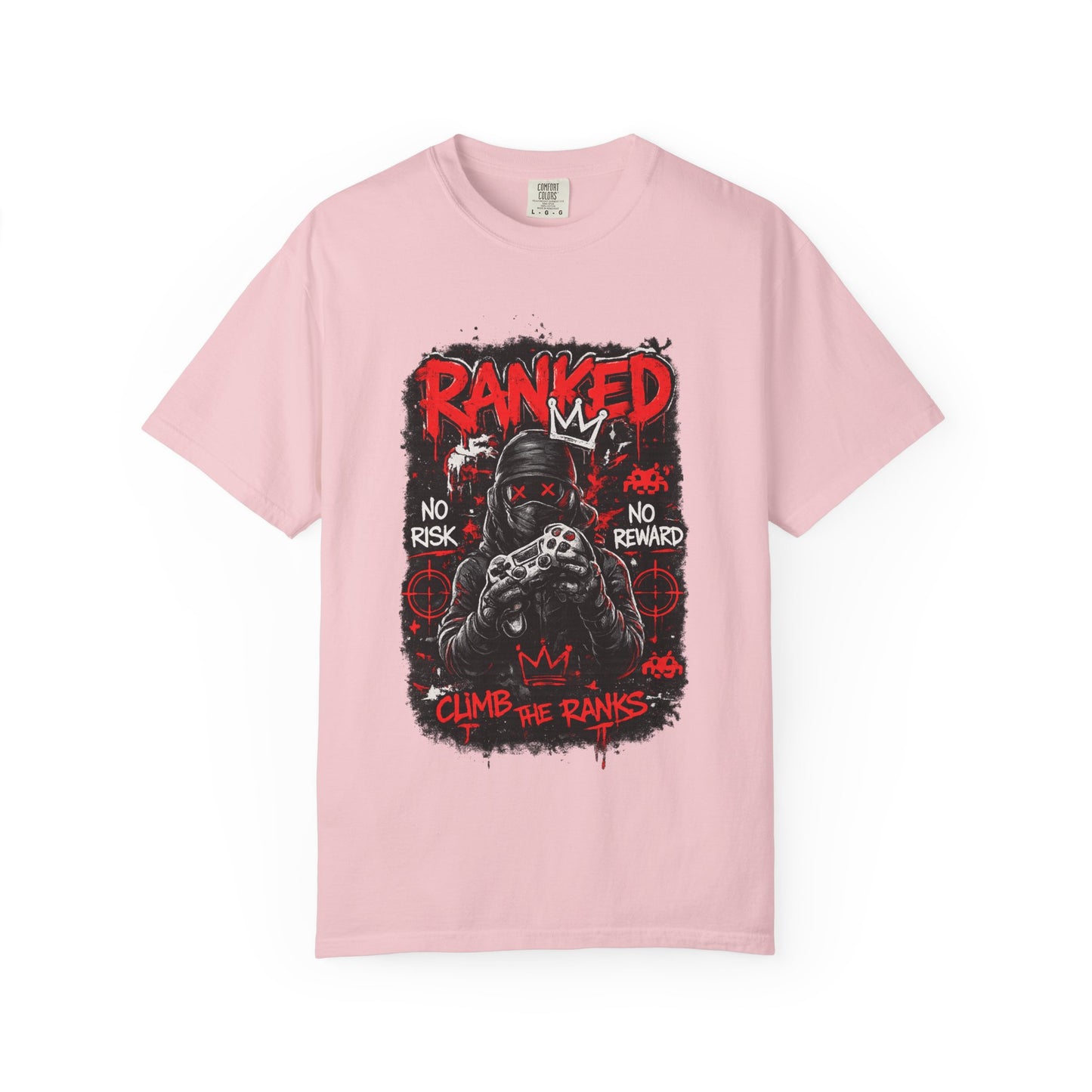 Ranked Climber Graphic Tee | Gamer Skull, No Risk No Reward