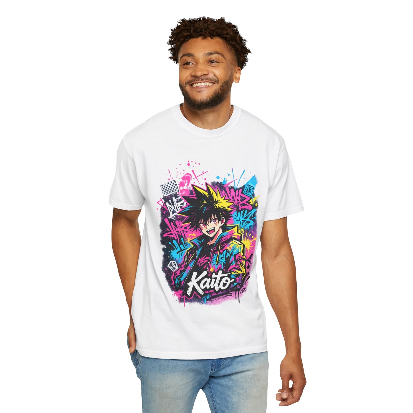 Kaito Anime Streetwear T-Shirt — Neon Graffiti Character Tee