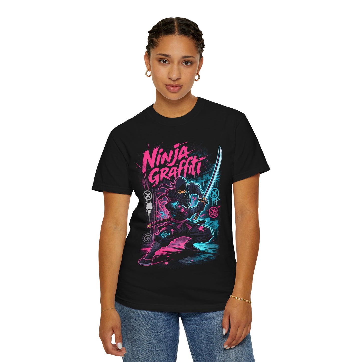 Ninja Graffiti T-Shirt — Neon Samurai Street Art Tee