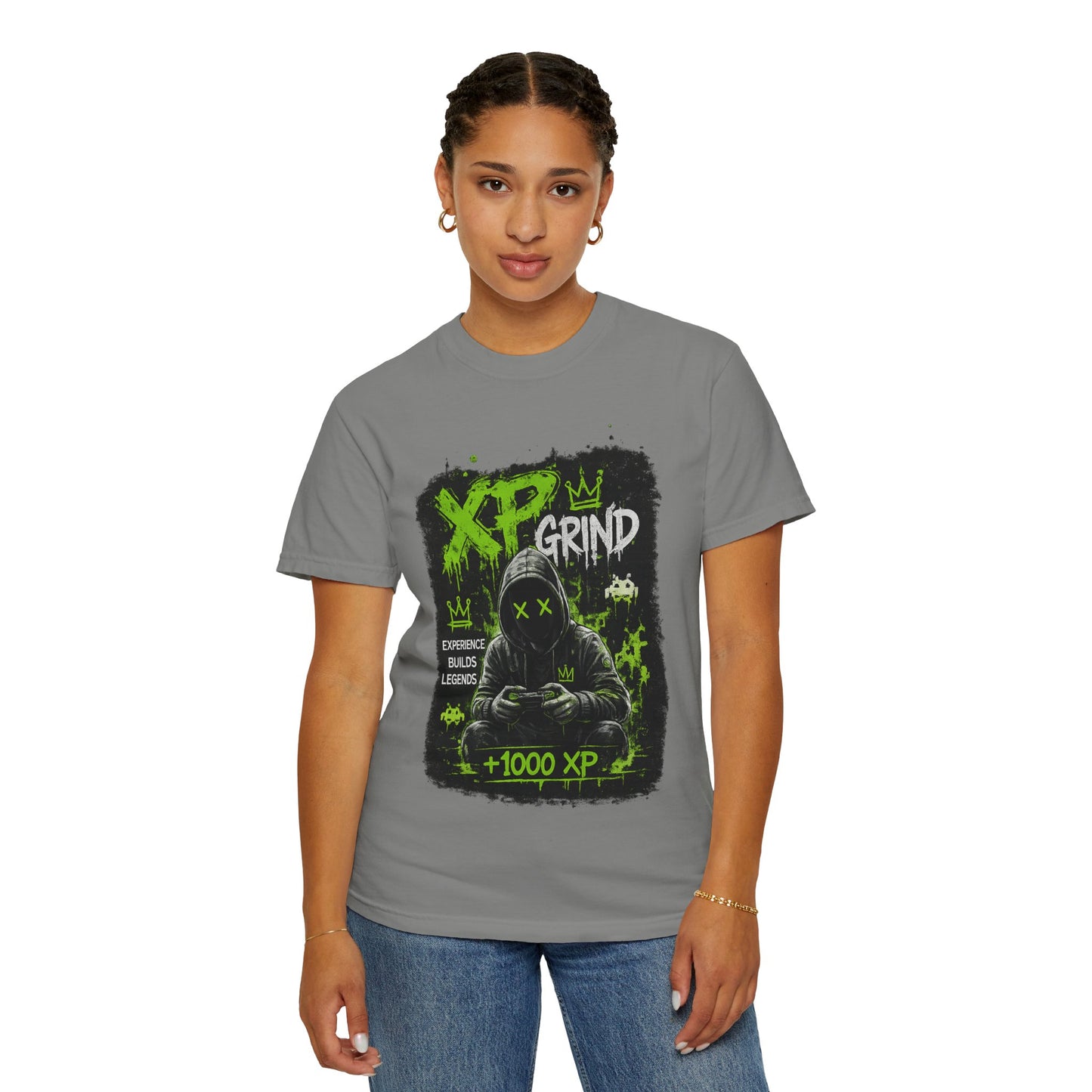 XP Grind Gamer T-Shirt — +1000 XP Hoodie-Style Graphic Tee for Gamers