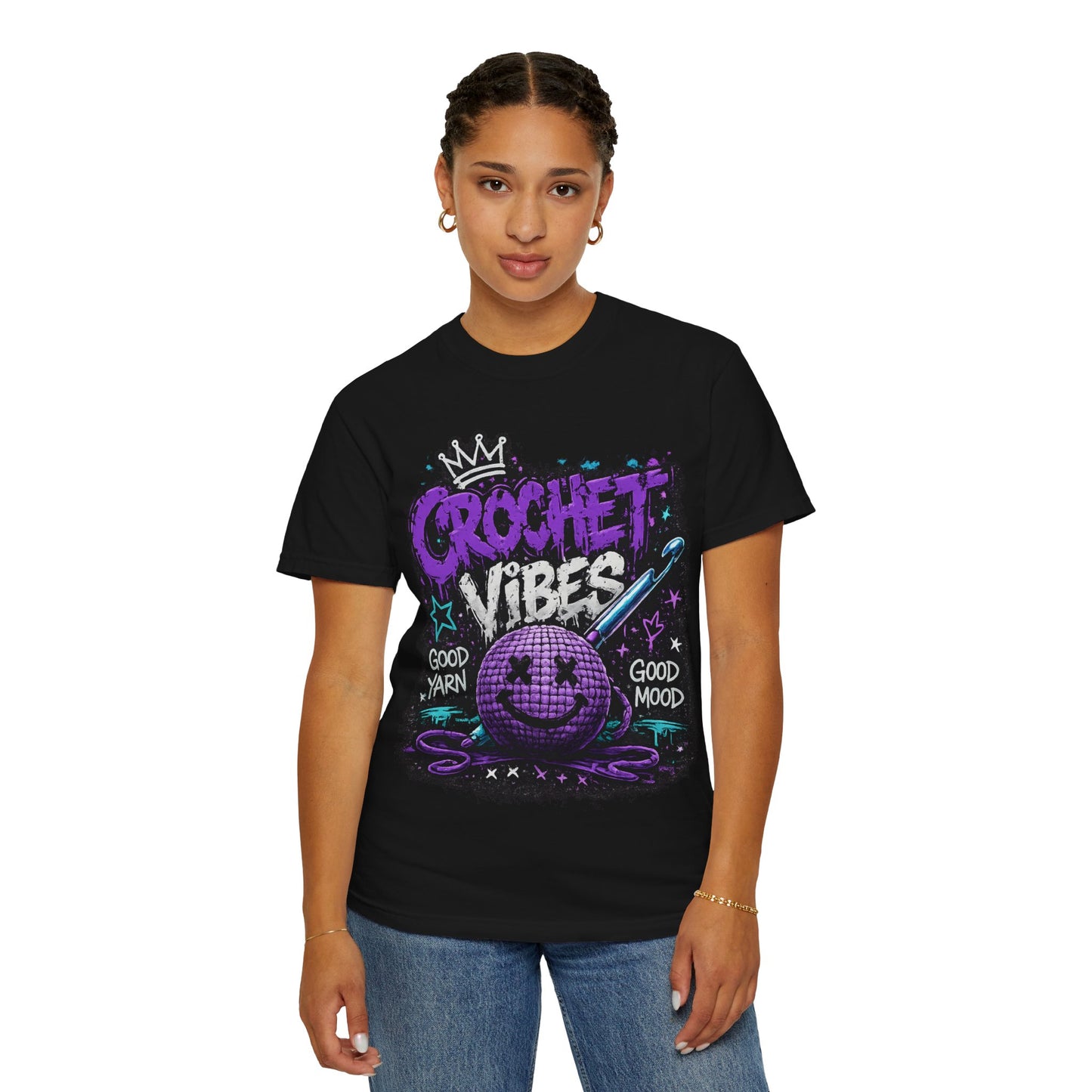 Crochet Vibes T-Shirt — 'Good Yarn, Good Mood' Graphic Tee