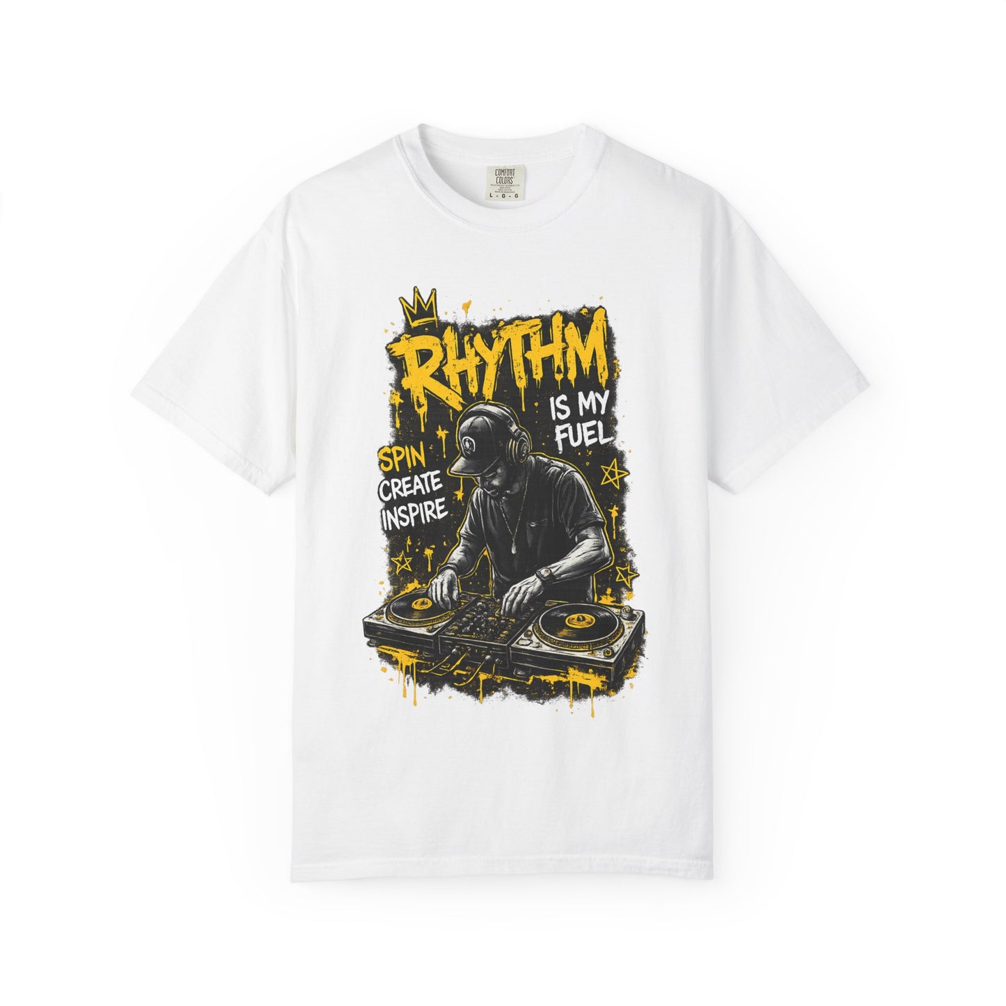 Rhythm Is My Fuel DJ T-Shirt — Spin Create Inspire Graphic Tee