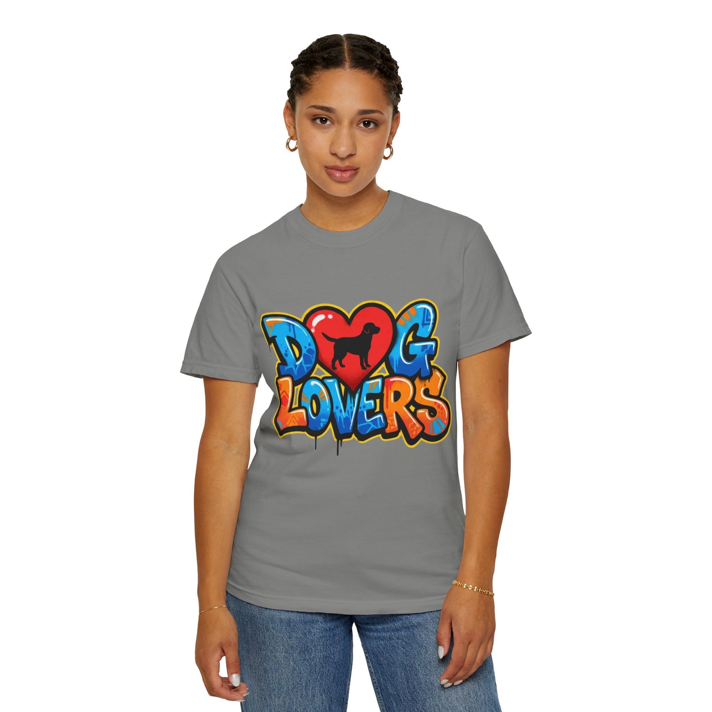 Dog Lovers Graffiti T-Shirt — Heart & Silhouette Pet Lover Tee