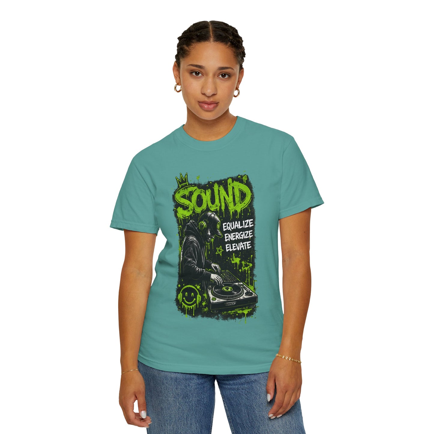 Sound DJ T-Shirt — "Sound: Equalize, Energize, Elevate" Graphic Tee
