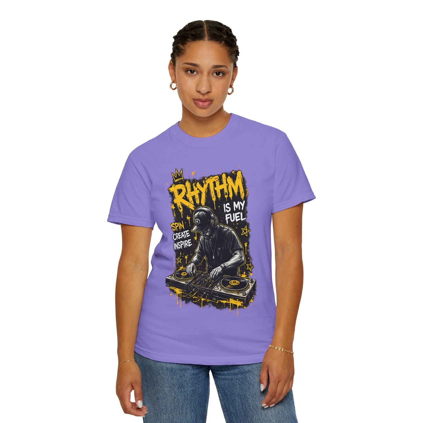 Rhythm Is My Fuel DJ T-Shirt — Spin Create Inspire Graphic Tee