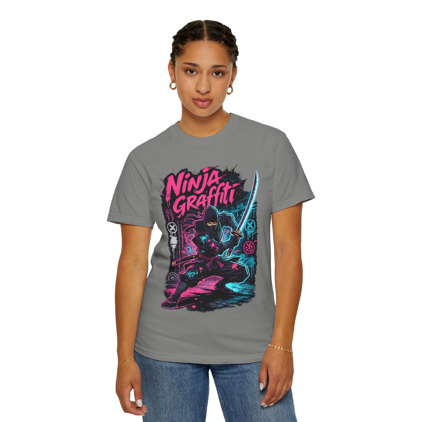 Ninja Graffiti T-Shirt — Neon Samurai Street Art Tee