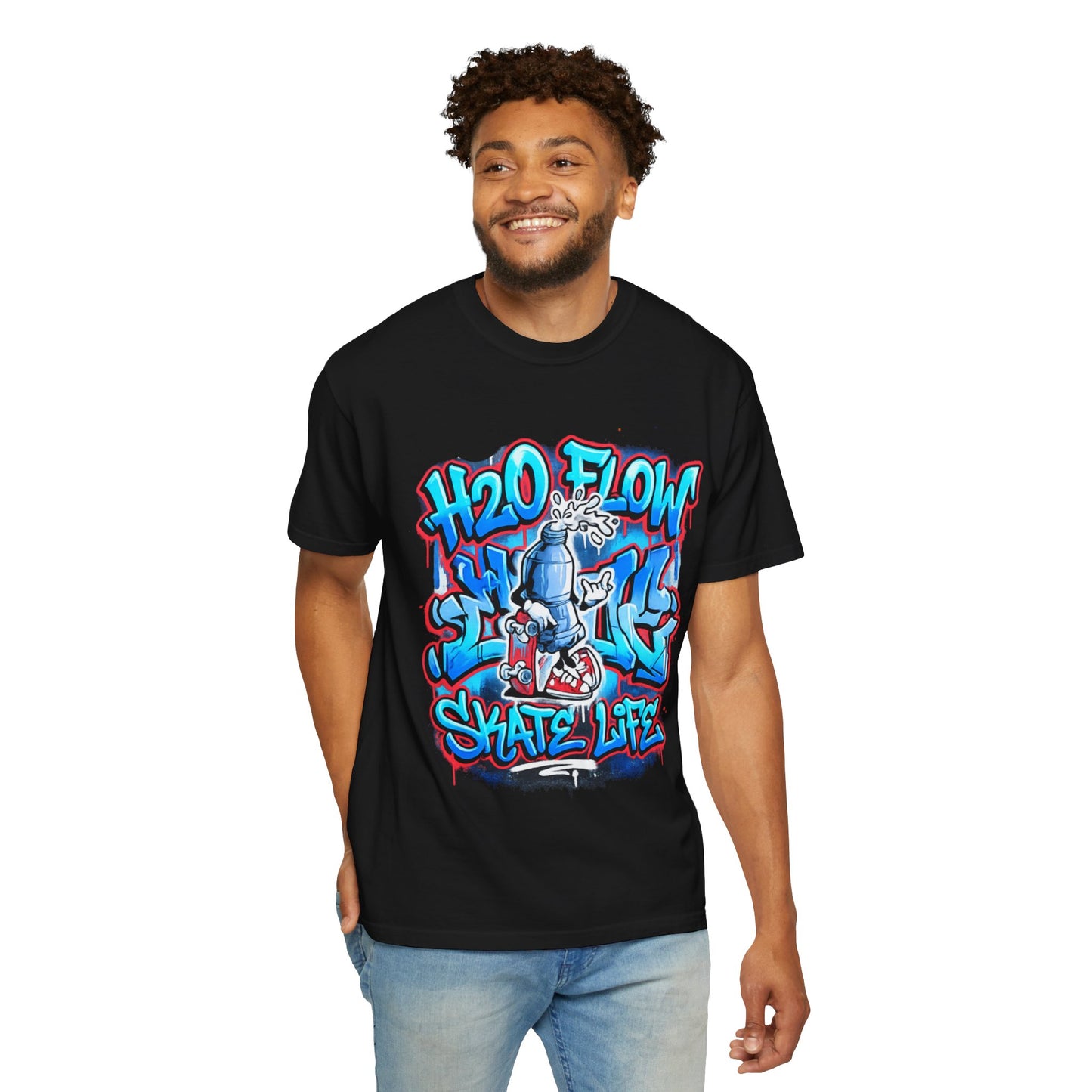 H2O Flow Skate Life T-Shirt | Graffiti Soda Can Skateboard Design