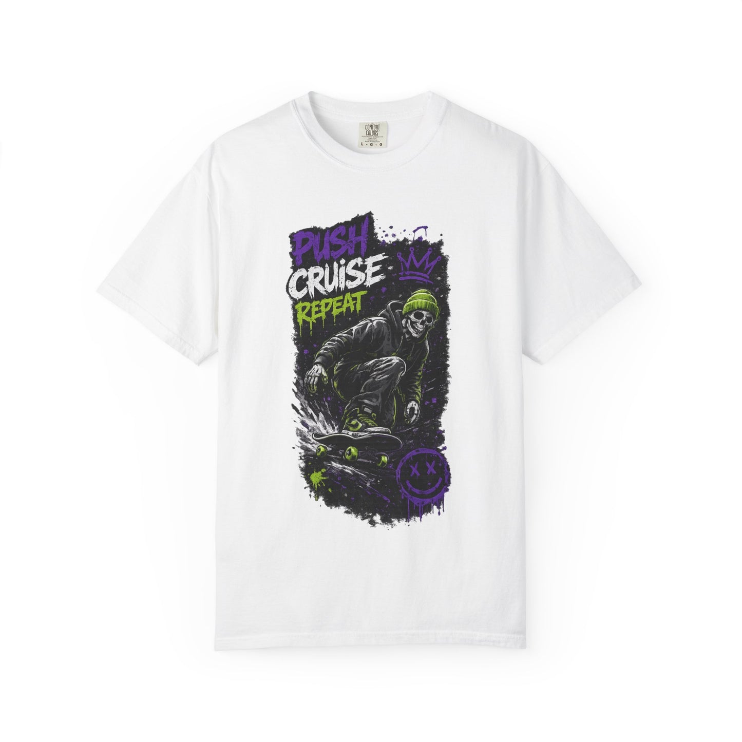 Skater Skull 'Push Cruise Repeat' T‑Shirt