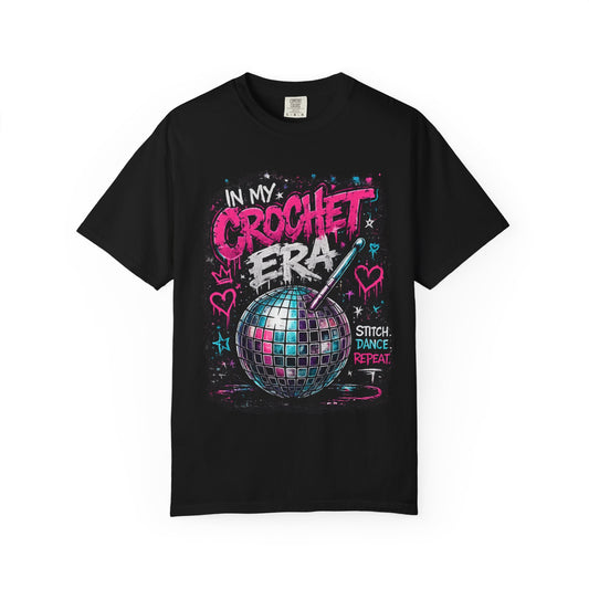 In My Crochet Era T-Shirt — Retro Disco Crochet Graphic Tee