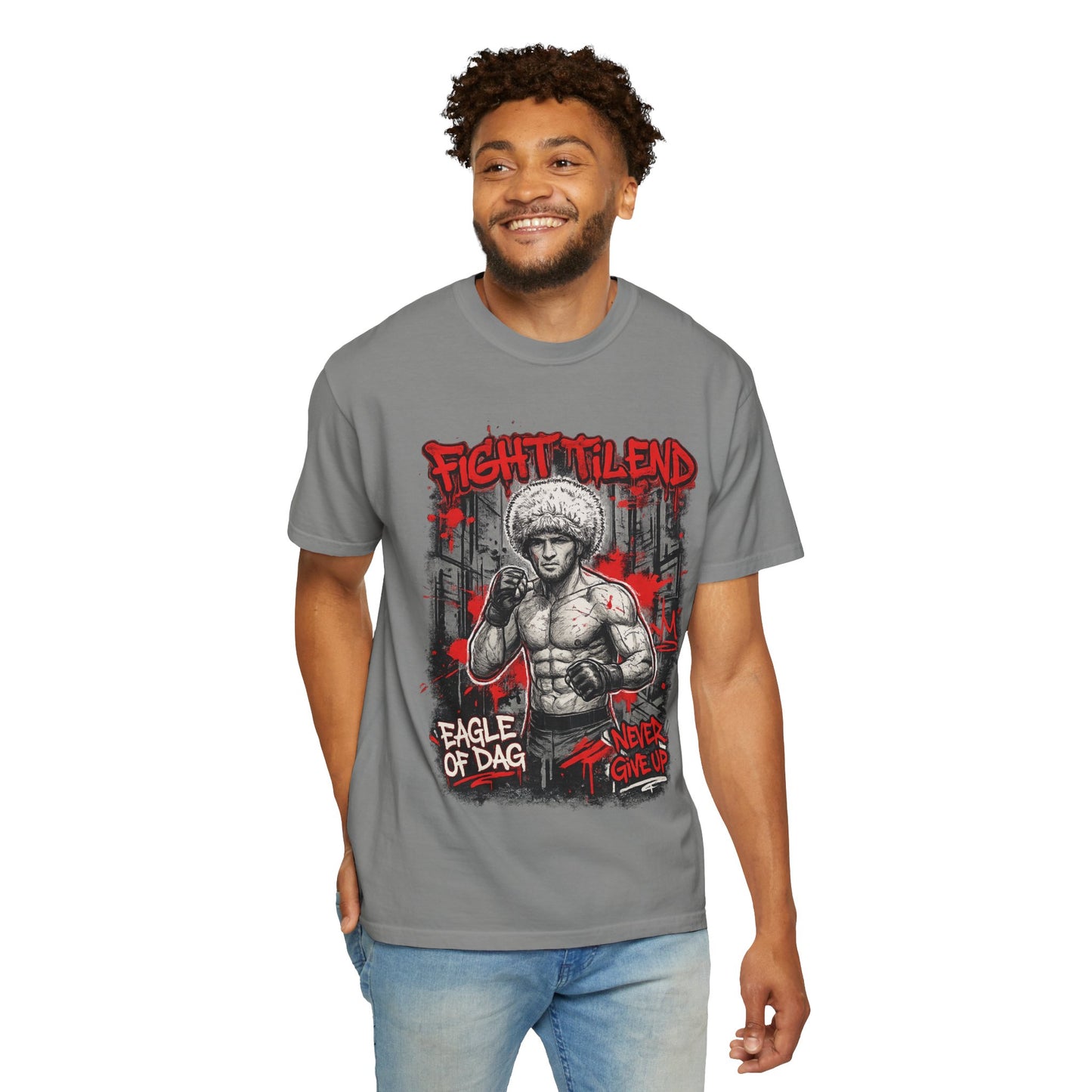 Fight Milend Boxing T-Shirt — "Eagle of Dag" Never Give Up Graphic Tee