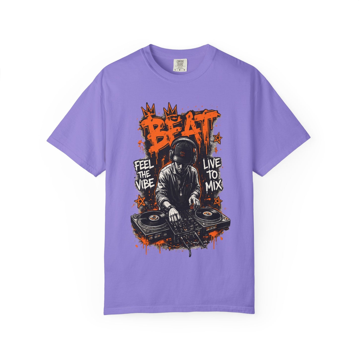 DJ Graffiti Tee – "Beat: Feel the Vibe, Live to Mix" Music Producer T-Shirt