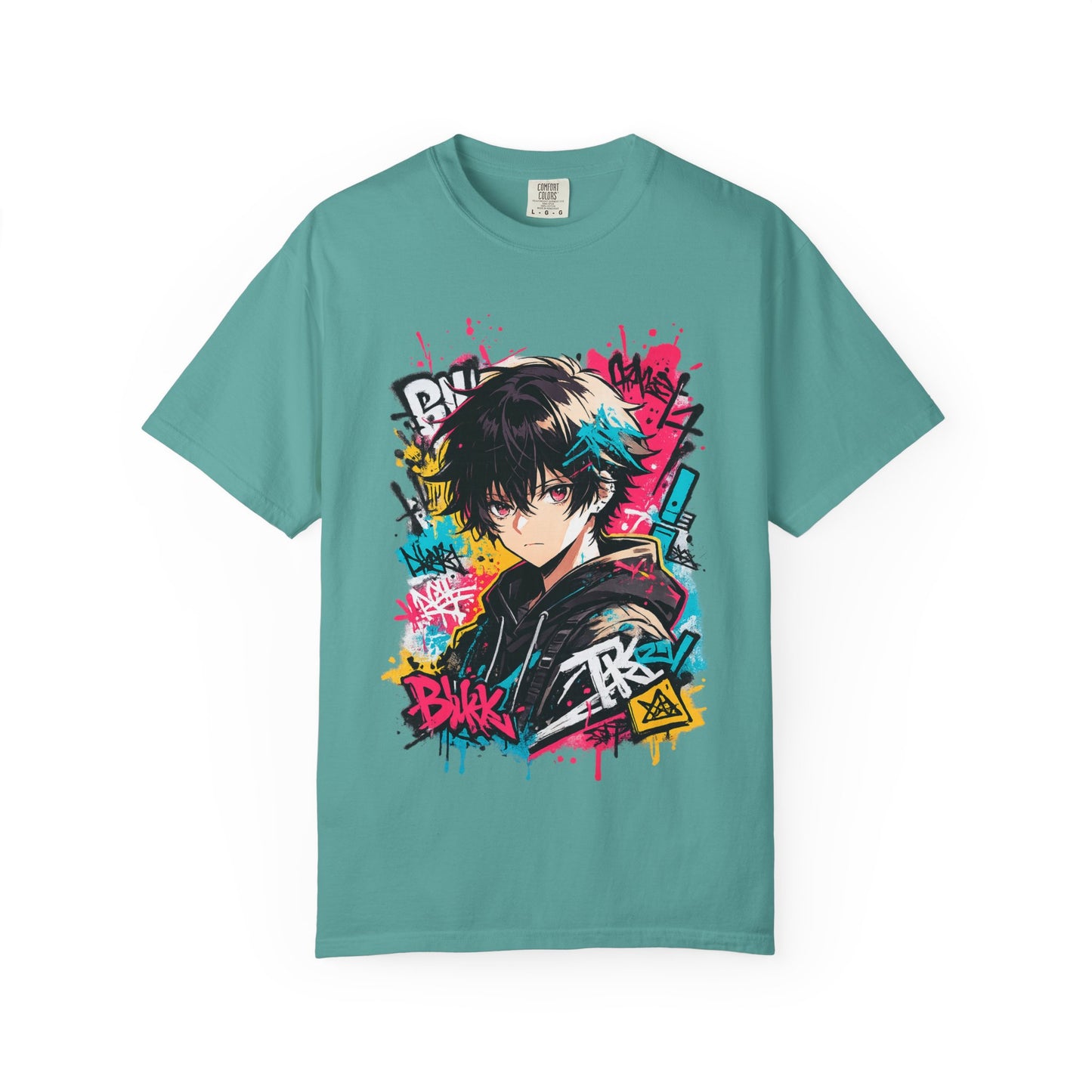 Anime Streetwear T‑Shirt — Graffiti Boy Graphic Tee
