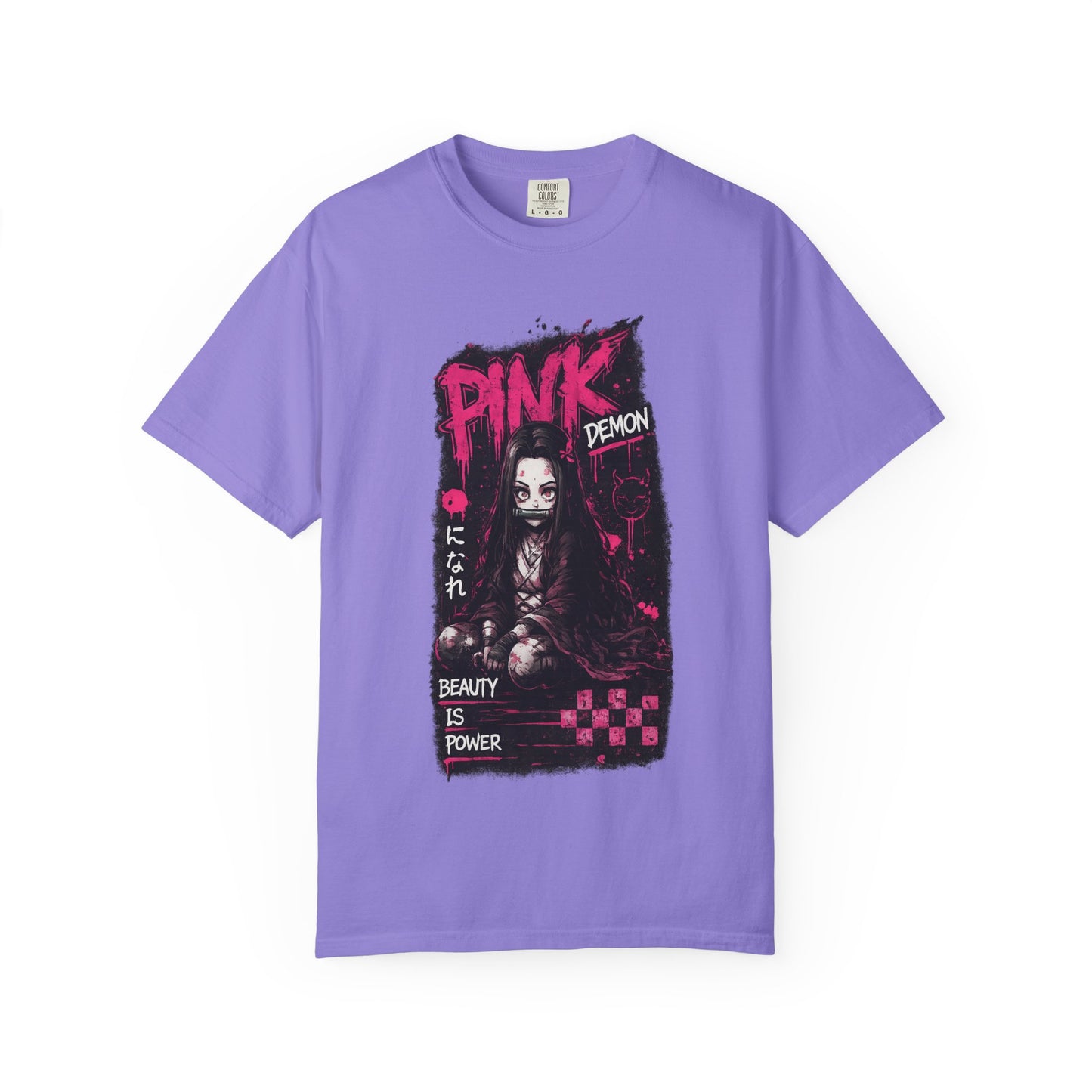 Pink Demon Graphic T-Shirt — 'Beauty Is Power' Anime Tee