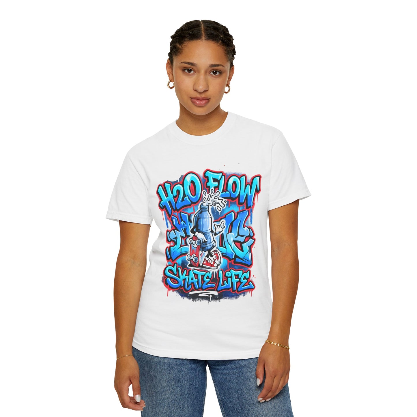 H2O Flow Skate Life T-Shirt | Graffiti Soda Can Skateboard Design
